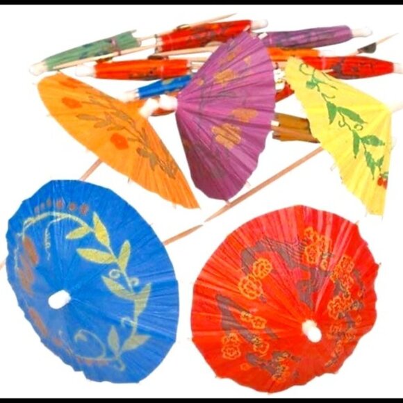 NWT Tiki Tropical Umbrellas Bar Retro Paper Parasols 144-Count Hawaii Party BBQ - Picture 1 of 6
